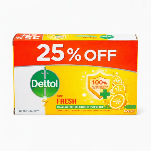 Dettol Fresh Bar Soap 3X165G Value Pack